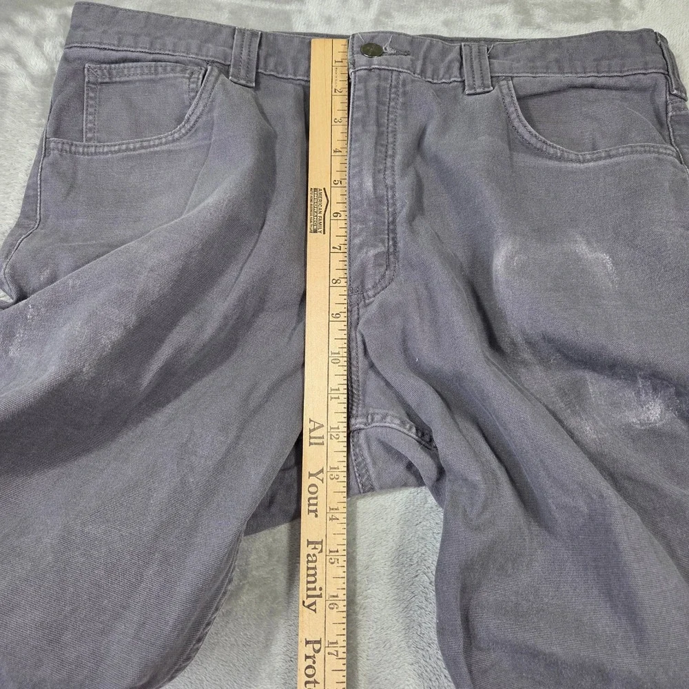 Carhartt Mens 36x34 Relaxed Fit Gray Canvas Work Pants Outdoors Utility Pocket